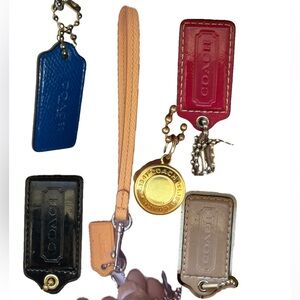 Coach Pink, Blue, and Black yellow wristlet  Leather Keychains